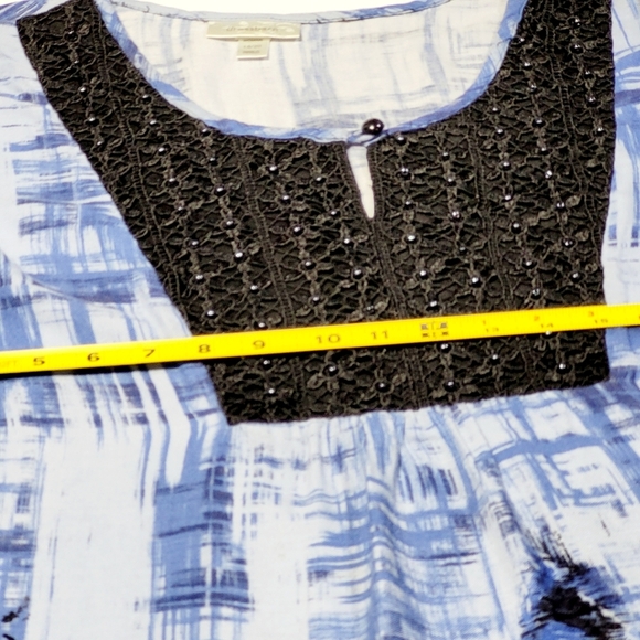 80s VTG Dress Barn Indigo Southwest Beaded Long Sleeve Pop Over Blouse (18/20) - Picture 10 of 11